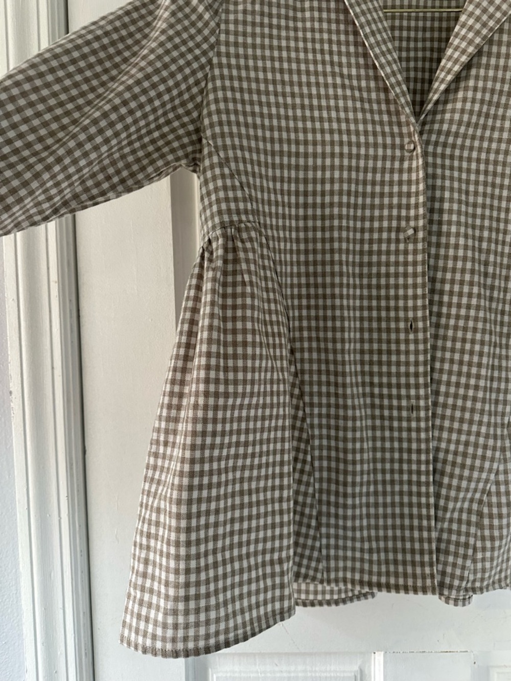 Pomander Place Tuckernuck Linen Gingham Button-Up Blazer Blouse - Picture 5 of 8